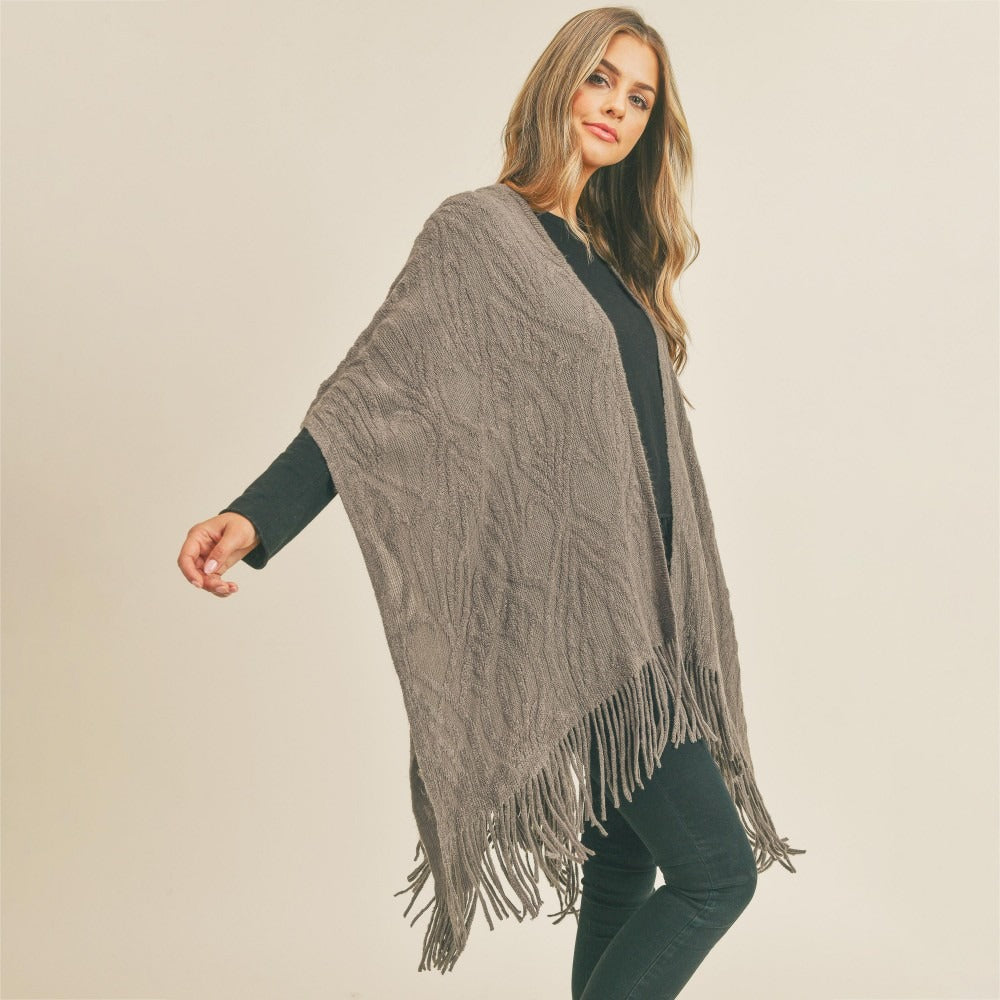 Solid Colored Knit Kimono Wrap