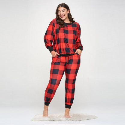 Women’s Plus Size Decked Out In Plaid Loungewear Top