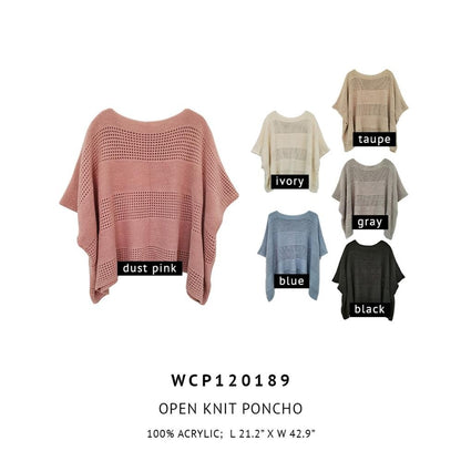 NEW Open Knit Poncho Mauve OS