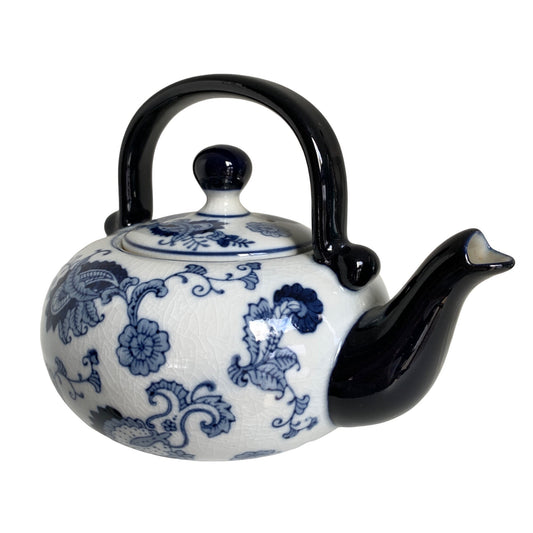 Pier 1 Imports Chinoiserie Blue White Floral Ceramic Teapot