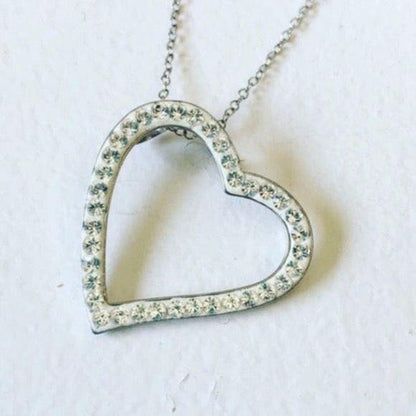 NEW Sterling Silver Crystal Heart Necklace