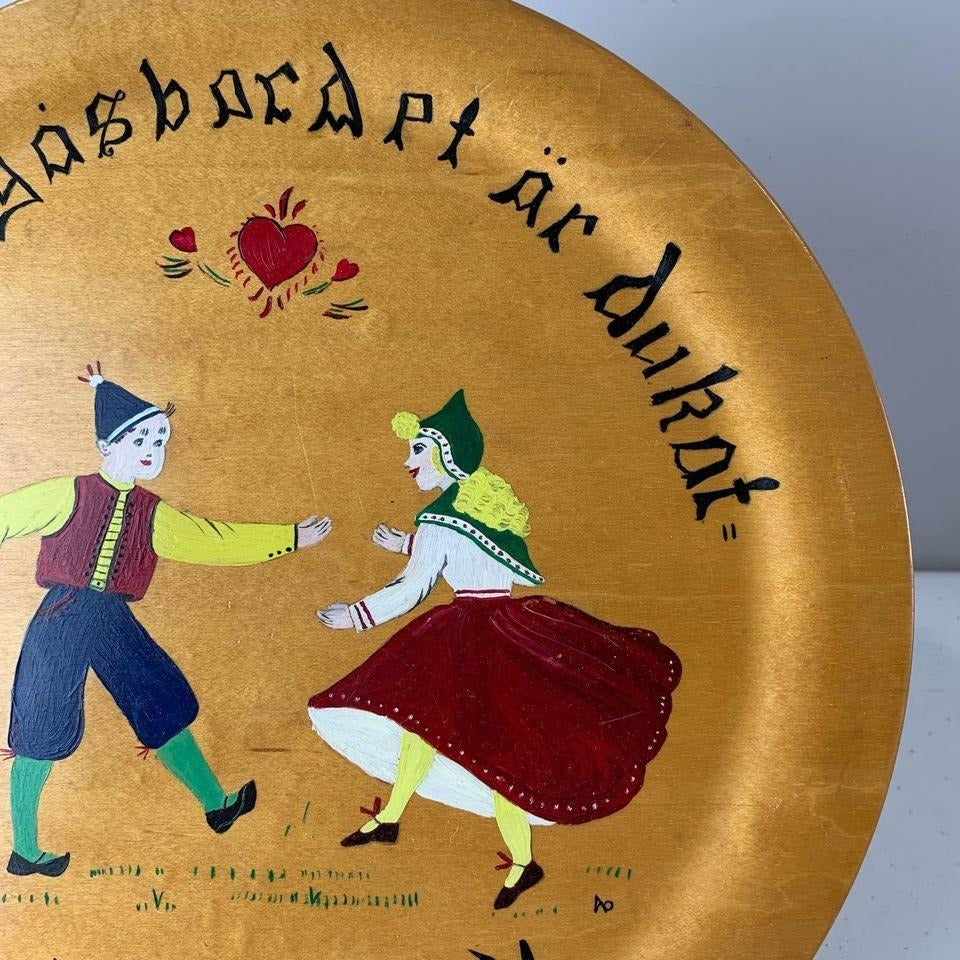 Smorgasbordet ar dukat Wooden Dutch Painted Plate Vintage