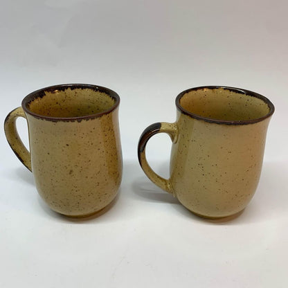 Vintage Brown Speckled Painted Coffee Mugs Pair of 2