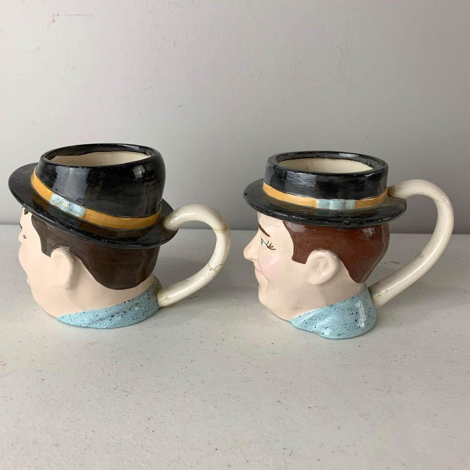 1970s Vintage Laurel & Hardy Mugs Ceramic