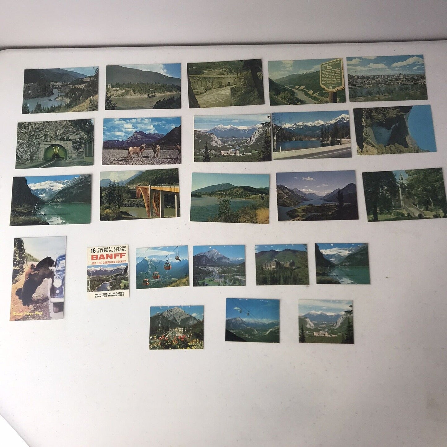 Lot 16 Vintage Canadian Rockies Postcards + 7 Miniature Photos, Alberta, BC