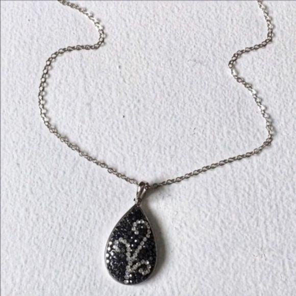 New Crystal Sterling Silver Teardrop Necklace