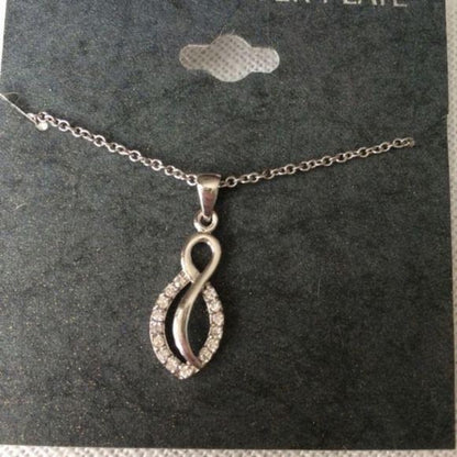 NEW Silver CZ Stone Twist Necklace
