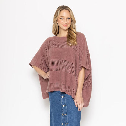 NEW Open Knit Poncho Mauve OS