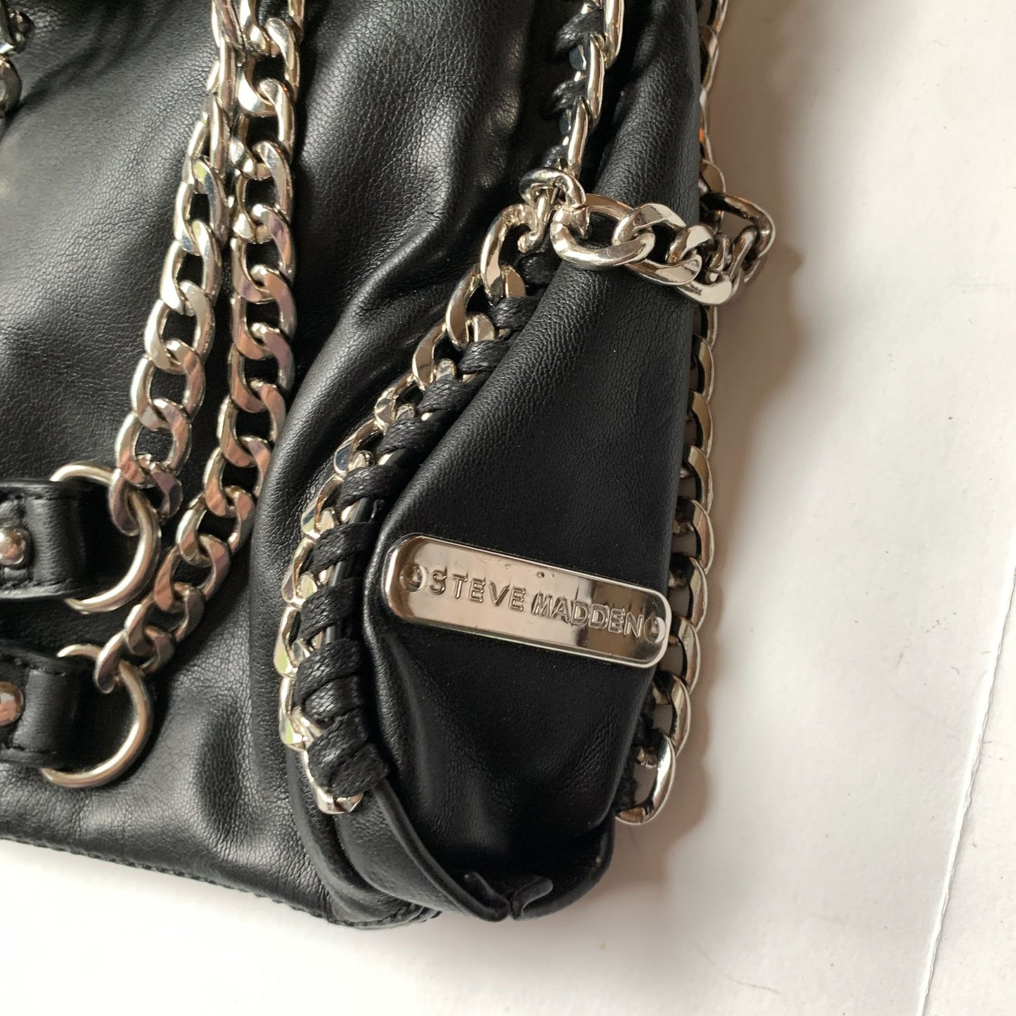 Steve Madden Black Foldover Silver Chain Bag