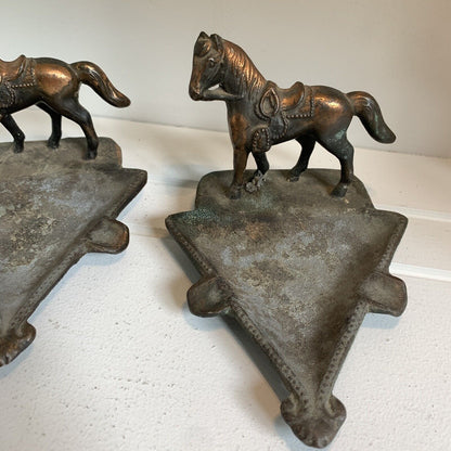 Vintage Copper Horse Ashtrays Set of 2