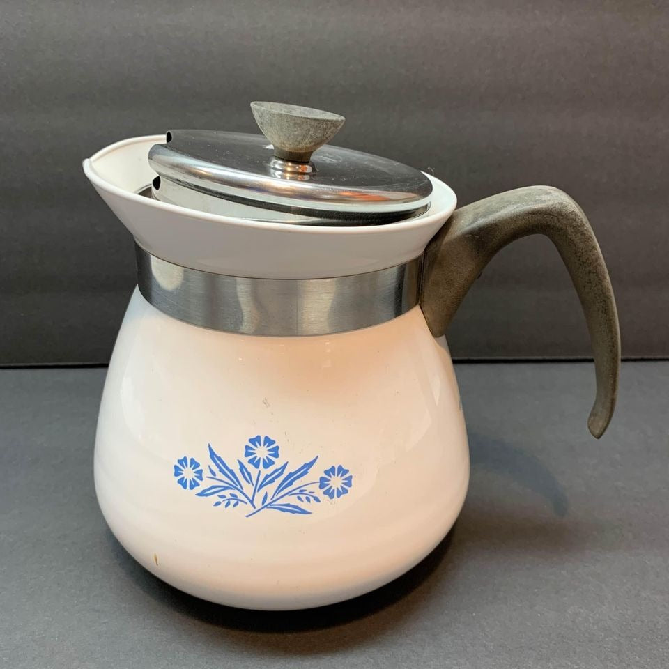 Vintage Corning Ware Blue Cornflower 2 QT Coffee Maker Pot