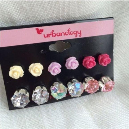 New Urbanology Rose & Crystal Earrings Set