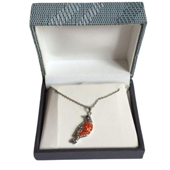 New Silver Red Bird Necklace