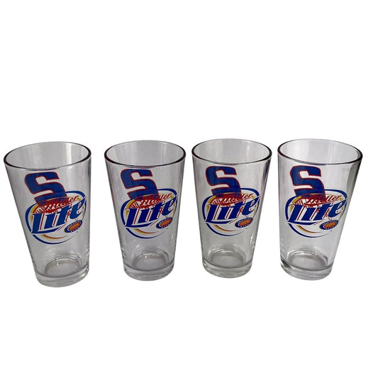 Miller Lite Rusty Wallace #2 Beer Pint Glasses - Set of 4 MINT!
