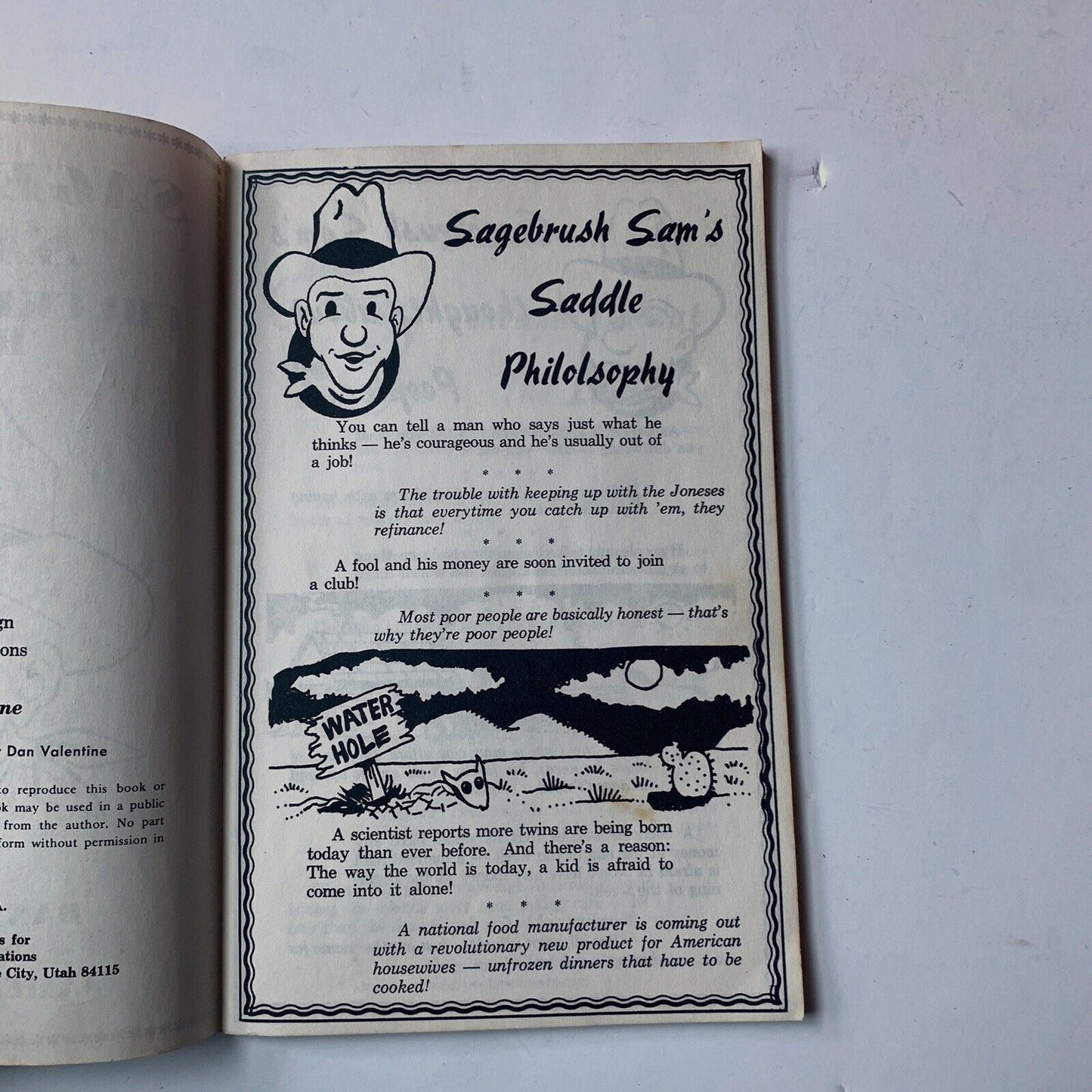 1974 SAGEBRUSH SAM'S Chuckle & Chow Book recipes cook