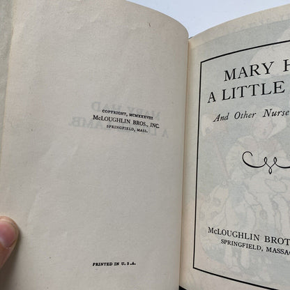 1938 Vintage Mary Had A Little Lamb Book