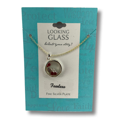 Looking Glass Silver Plate Fearless Necklace Heart