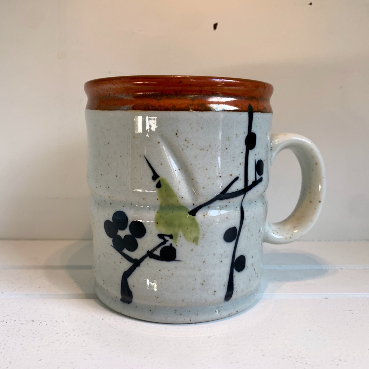 Vintage Speckled Abstract Painted Coffee Mug Ceramic