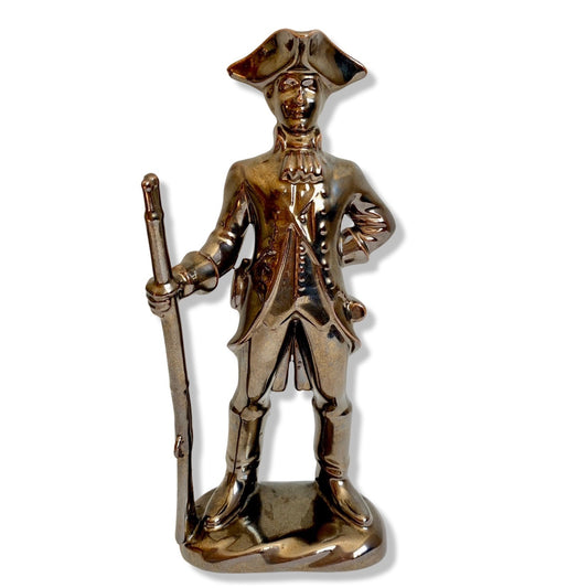 Vintage Porcelain Bronze Glazed Minuteman Vintage Military Figurine