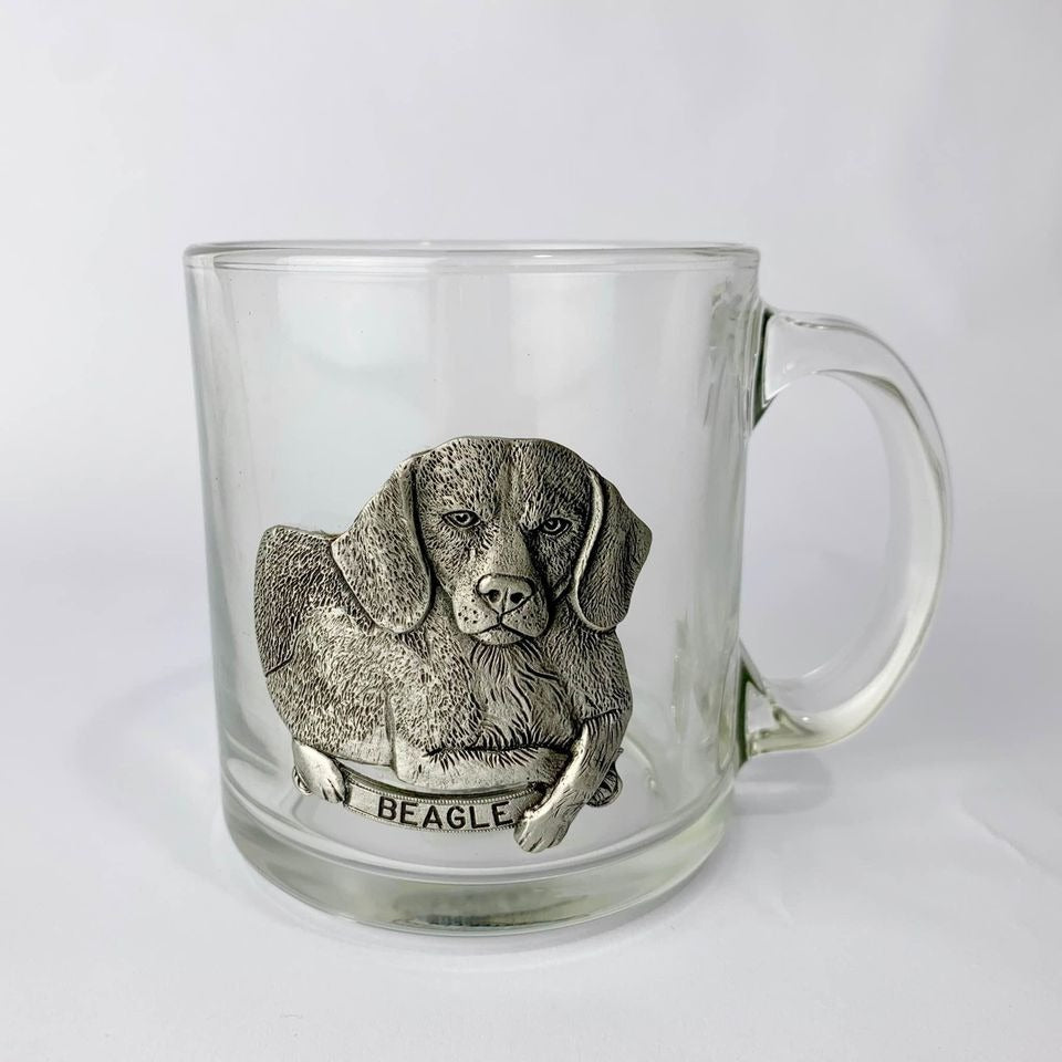 Heritage Pewter Beagle Dog Glass Coffee Mug New
