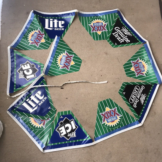 Vintage 1995 Super Bowl XXIX Vinyl Hanging Flags Chargers 49ers Miller Lite Ice