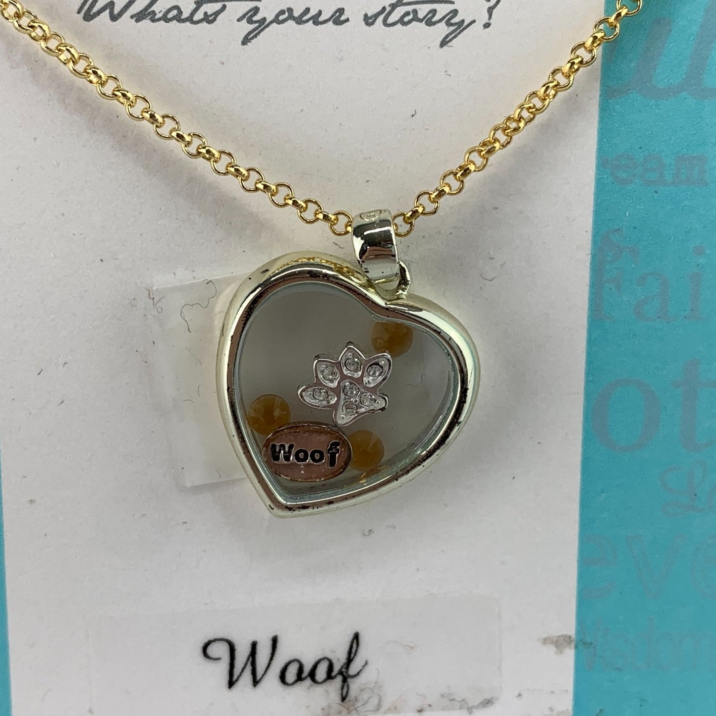 Looking Glass Silver Plate Woof Necklace Heart