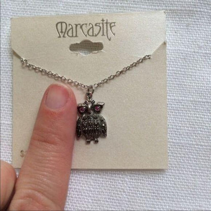 New Marcasite Owl Silver Necklace