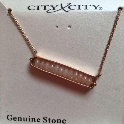 City x City Rose Gold Pink Stone Necklace …