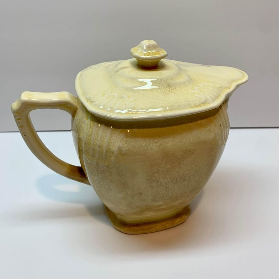 1932 Vintage Crown Potteries Company Yellow Lidded Pitcher