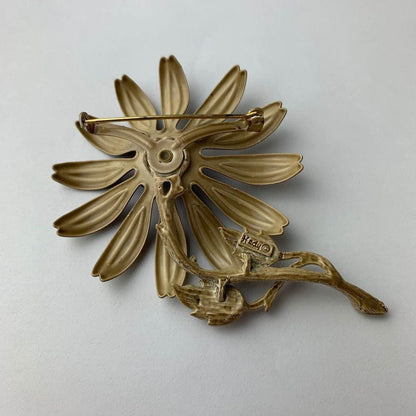 Vintage Hedy Flower Metal Pin Brooch