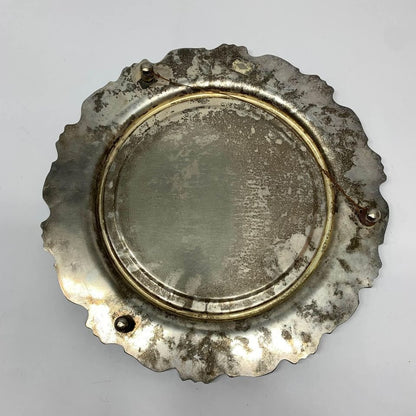 Vintage Silverplate Vanity Display Mirror Footed