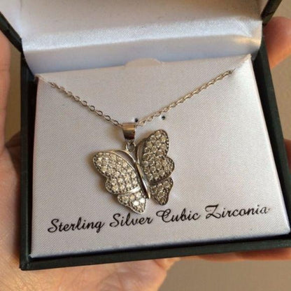 NEW Sterling Silver CZ Butterfly Necklace