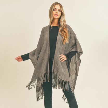 Solid Colored Knit Kimono Wrap