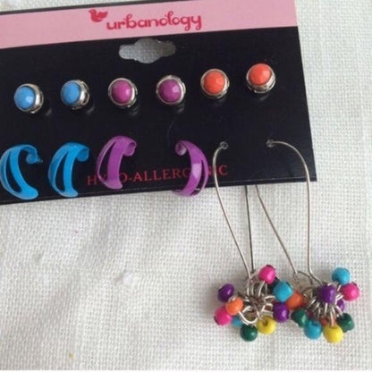 NEW Multi-Colored Earrings Set of 6 Pairs