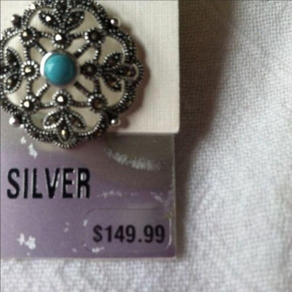 NEW Sterling Silver Turquoise Marcasite Earrings