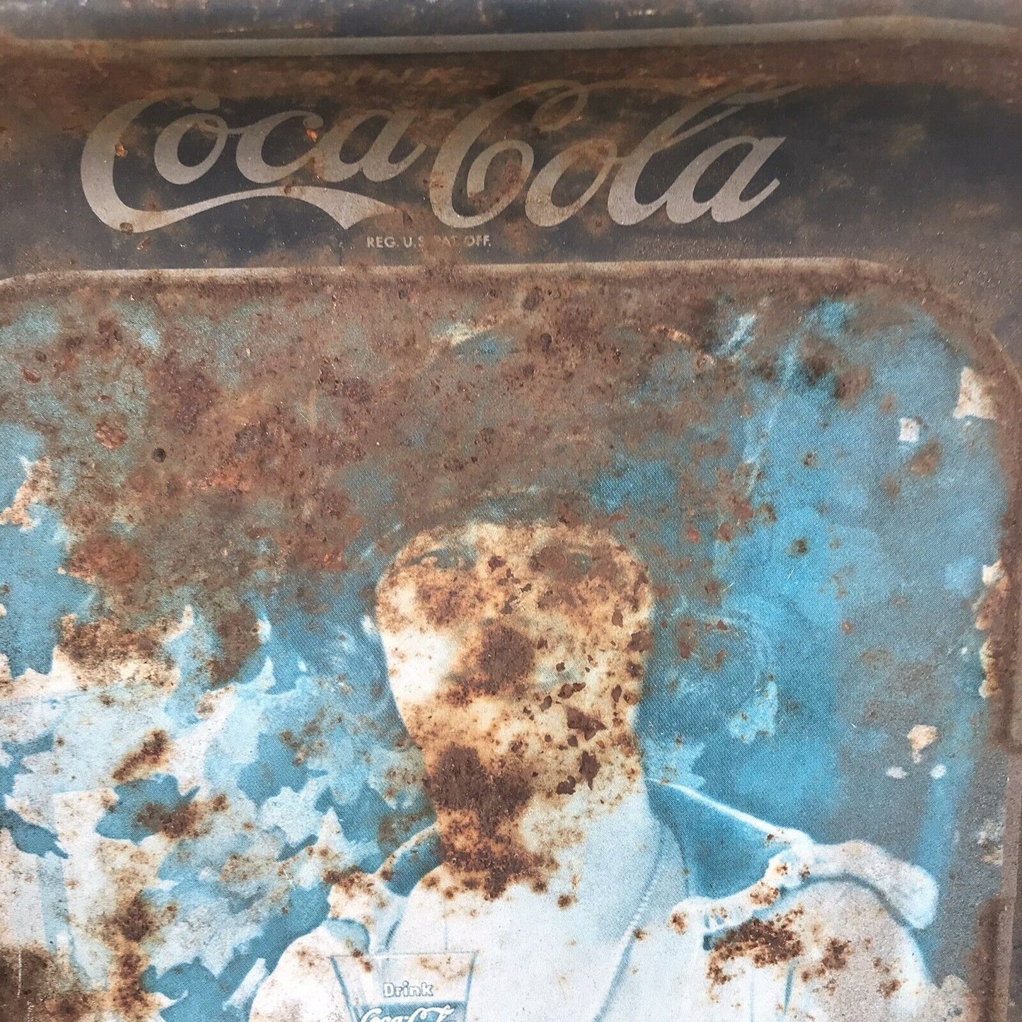 Vintage Coca Cola Metal Tray Woman Drink Coca Cola Advertising 19”
