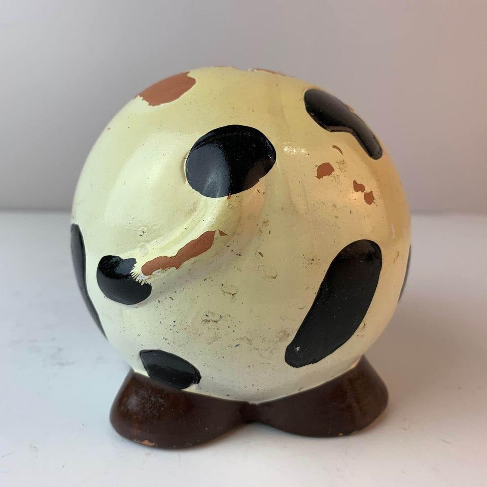 Vintage Chippy Painted Fat Cow Money Bank