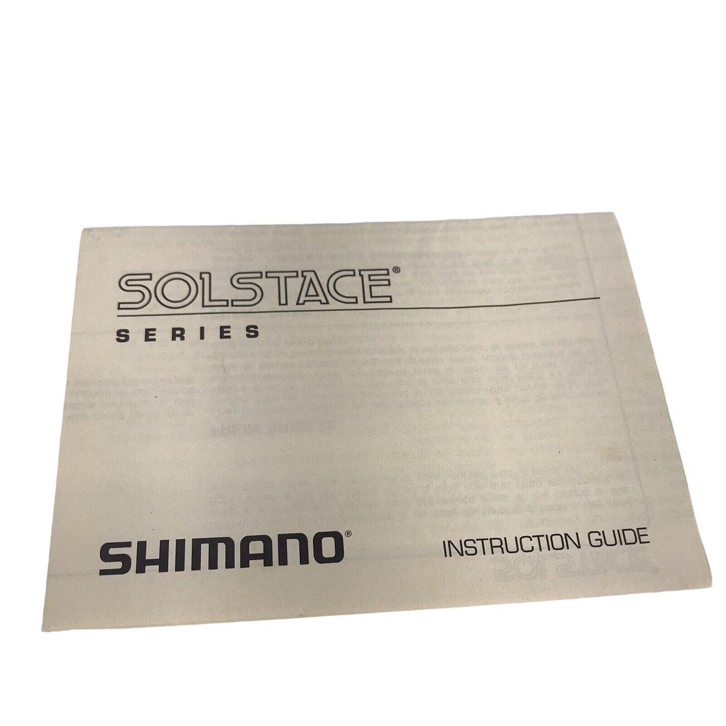 Vintage Shimano Solstace Instruction Guide & Parts List 1000 2000 Fishing Reel