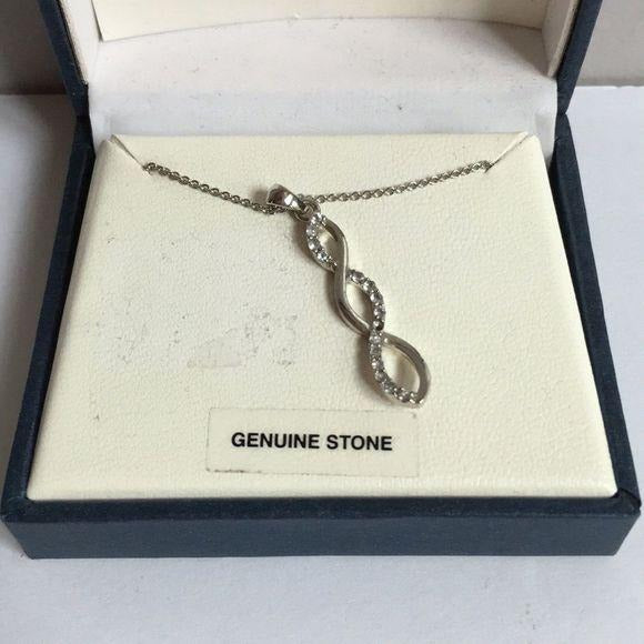 NEW Clear Genuine Stone Silver Twist Necklace