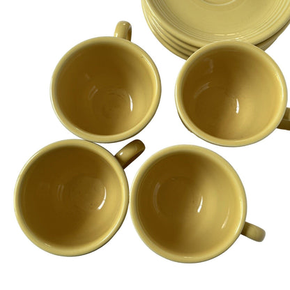 FIESTAWARE Mugs Cups (4) and Saucers (4) Pale Yellow Coffee Tea