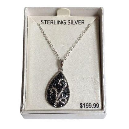New Crystal Sterling Silver Teardrop Necklace