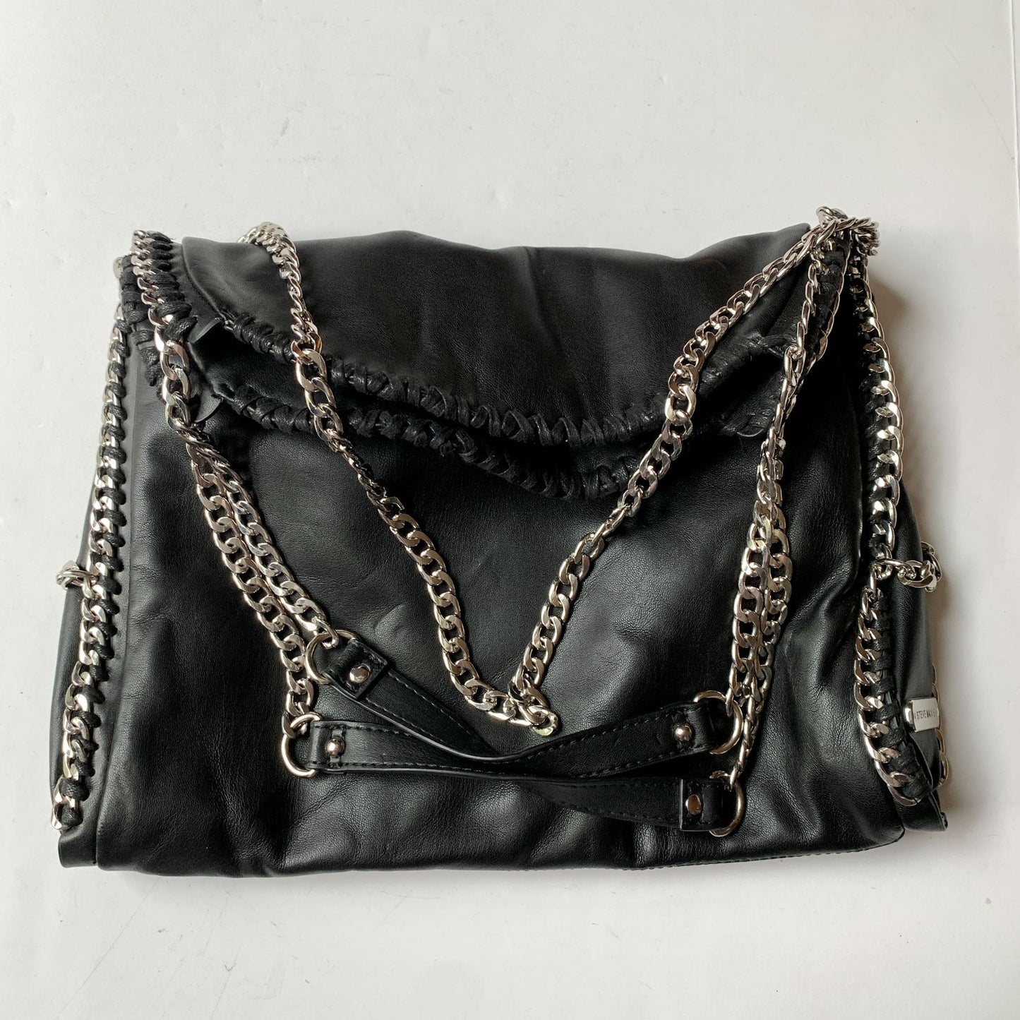 Steve Madden Black Foldover Silver Chain Bag