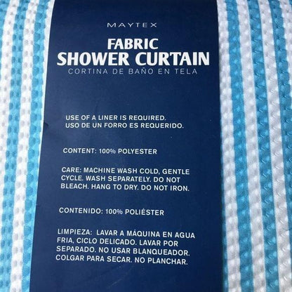 New Maytex Seersucker Aqua Stripe Shower Curtain