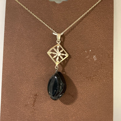 New Genuine Onyx and Sterling Silver Necklace