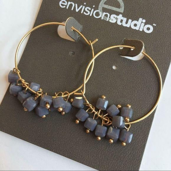 New Envision Studio Stone Hoop Earrings