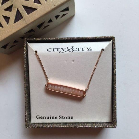 City x City Rose Gold Pink Stone Necklace …