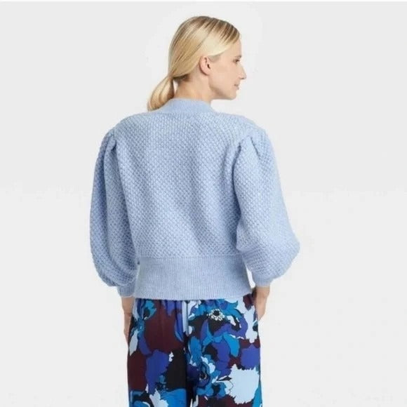 Who What Wear Corydalis Heather Cardigan Sweater Blue