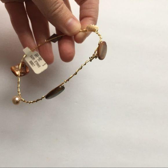 New Gold Wire & Stone Bangle Bracelet