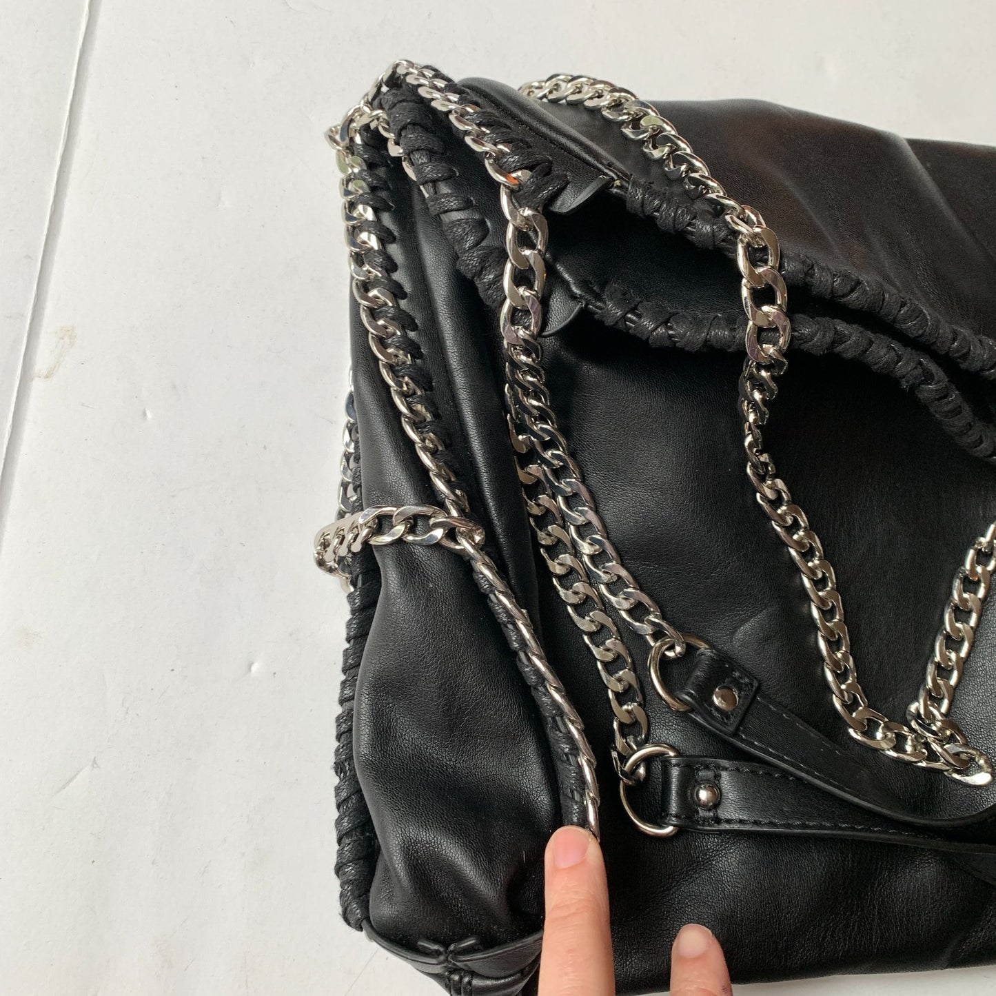 Steve Madden Black Foldover Silver Chain Bag