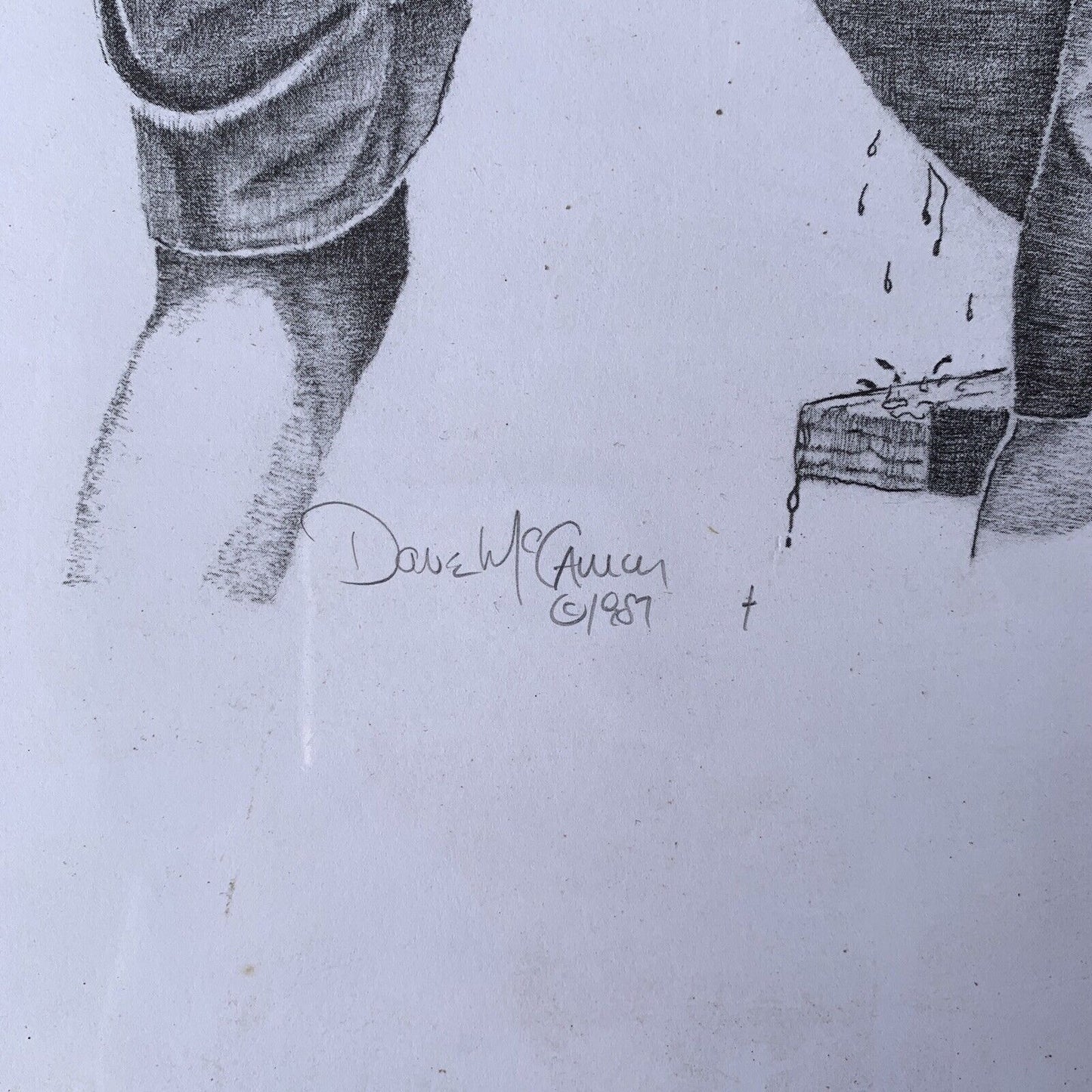 Vintage 1987 SIGNED Print: Dirty Feet by Dave McCamon Pencil Drawing NOS